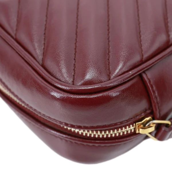 YVES SAINT LAURENT Lou Calfskin Leather Crossbody Belt Bag Burgundy