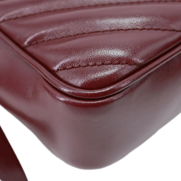 YVES SAINT LAURENT Lou Calfskin Leather Crossbody Belt Bag Burgundy