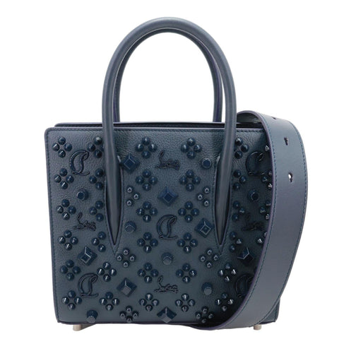CHRISTIAN LOUBOUTIN Paloma Mini Embellished Leather Top Handle Crossbody Bag Navy Blue
