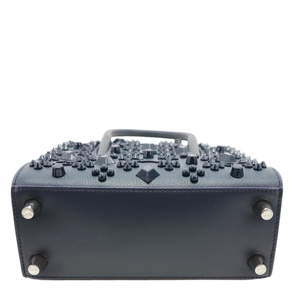 CHRISTIAN LOUBOUTIN Paloma Mini Embellished Leather Top Handle Crossbody Bag Navy Blue