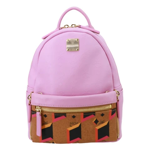 MCM Visetos Leather Backpack Pink