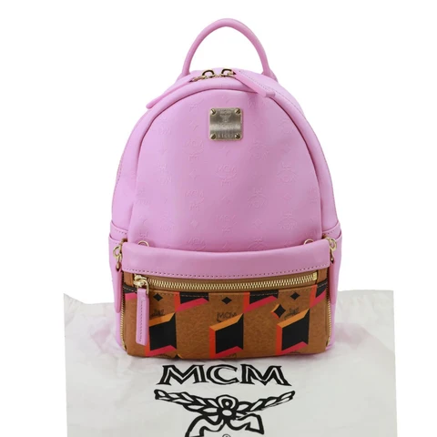 MCM Visetos Leather Backpack Pink