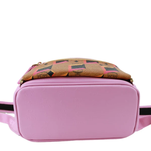 MCM Visetos Leather Backpack Pink