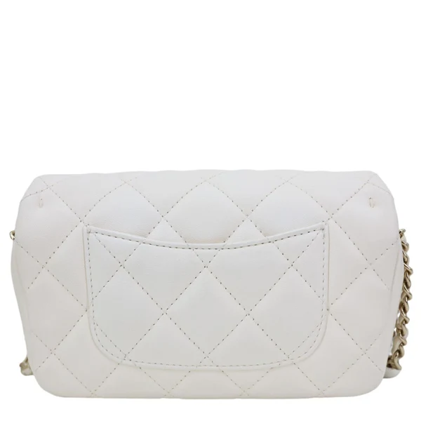 CHANEL My Precious Pearls Chain Flap Small Quilted Lambskin Leather Crossbody Bag White