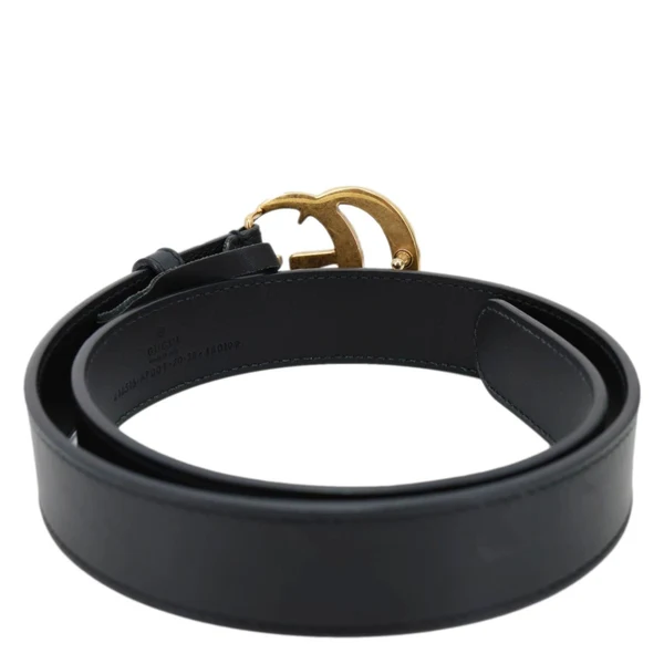 GUCCI GG Buckle Marmont Leather Belt Size 70.28 Black 414516