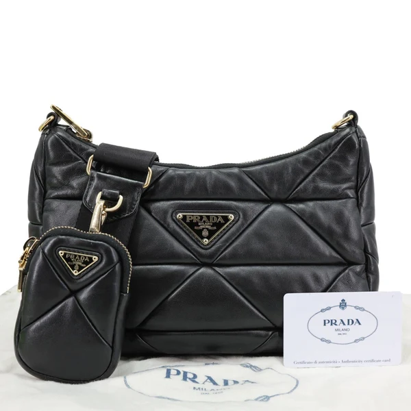 Prada System Re-edition Quilted Nappa Leather Shoulder Bag Black