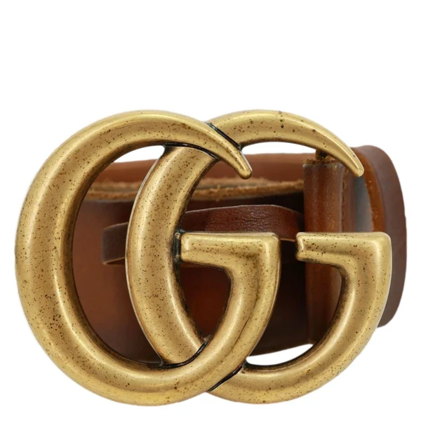 GUCCI GG Buckle Marmont Leather Belt Size 70.30 Brown 409416