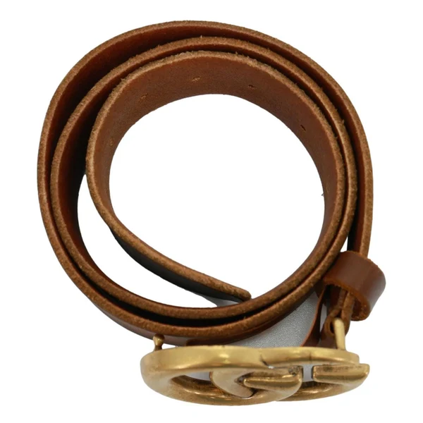 GUCCI GG Buckle Marmont Leather Belt Size 70.30 Brown 409416