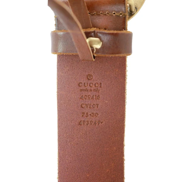 GUCCI GG Buckle Marmont Leather Belt Size 70.30 Brown 409416