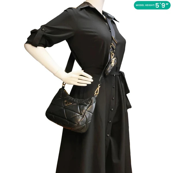 Prada System Re-edition Quilted Nappa Leather Shoulder Bag Black