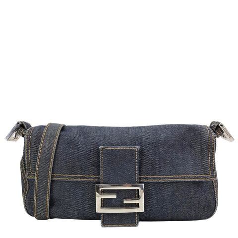 FENDI Denim Baguette Bag Blue