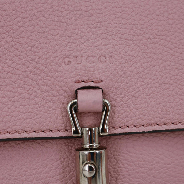 GUCCI Soft Jackie Flap Pebbled Leather Crossbody Bag Pink 364435