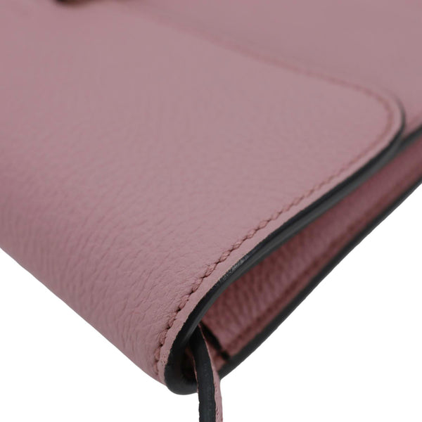 GUCCI Soft Jackie Flap Pebbled Leather Crossbody Bag Pink 364435
