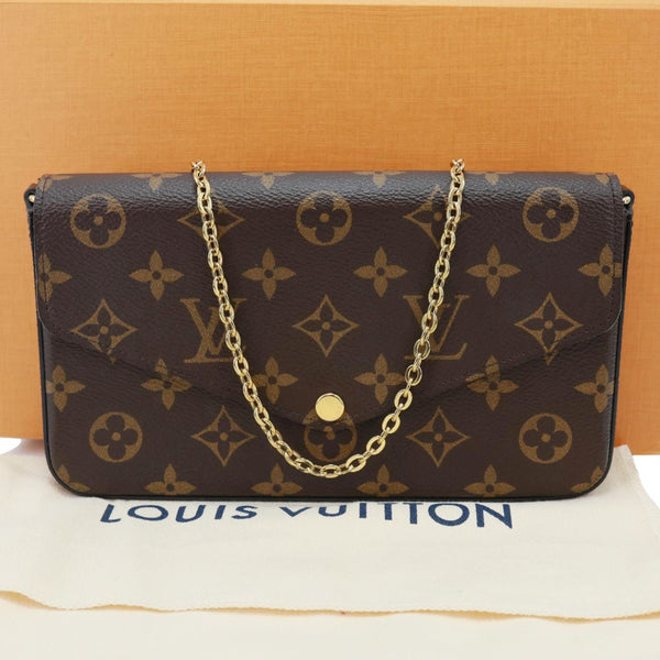 LOUIS VUITTON Felicie Pochette Monogram Canvas Crossbody Bag Brown