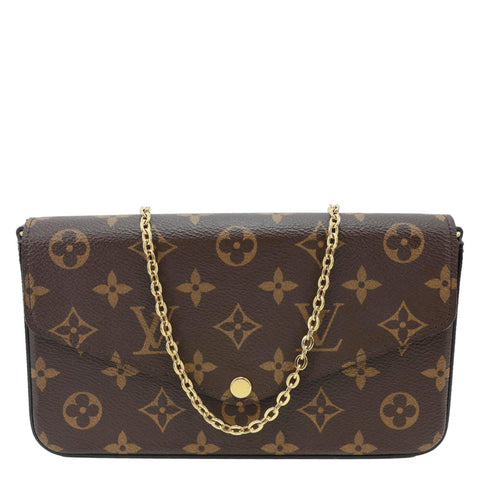 LOUIS VUITTON Felicie Pochette Monogram Canvas Crossbody Bag Brown