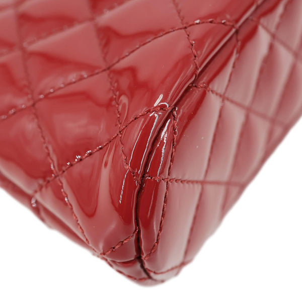 CHANEL Coco Quilted Calfskin Patent Leather Clutch With Chain Red