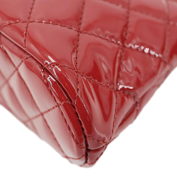 CHANEL Coco Quilted Calfskin Patent Leather Clutch With Chain Red