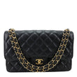 CHANEL Classic Double Flap Jumbo Quilted Caviar Leather Shoulder Bag Black