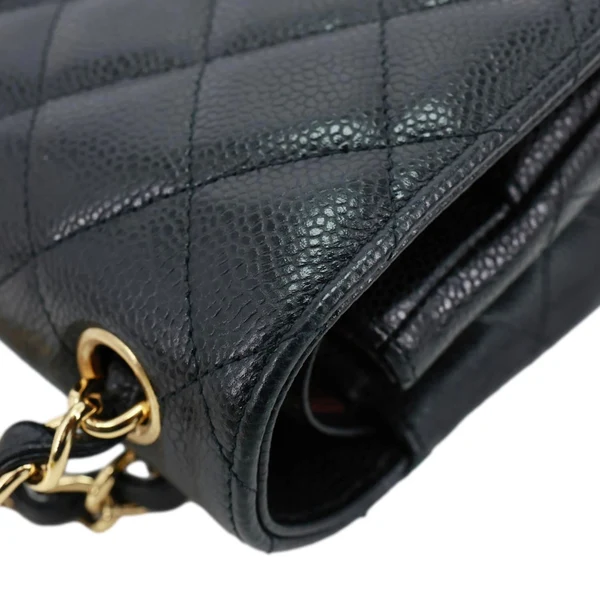 CHANEL Classic Double Flap Jumbo Quilted Caviar Leather Shoulder Bag Black