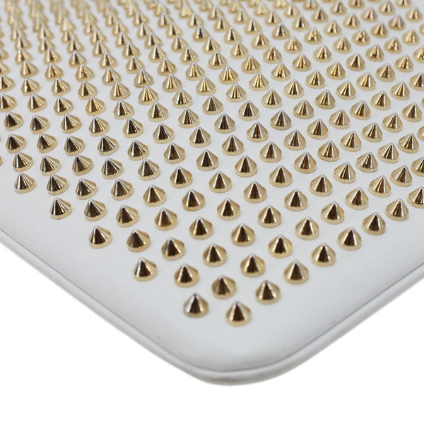 CHRISTIAN LOUBOUTIN LoubiPosh Spiked Leather Clutch Crossbody Bag White