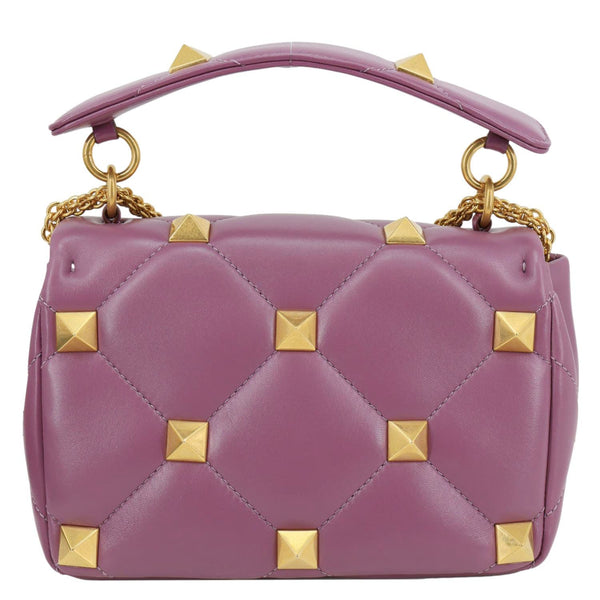VALENTINO Garavani Roman Stud Quilted Leather Crossbody Bag Purple