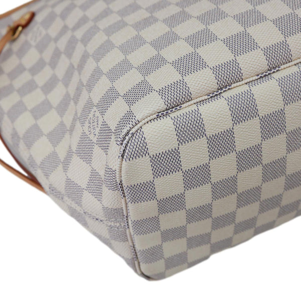 LOUIS VUITTON Neverfull MM Damier Azur Shoulder Bag Rose Ballerine