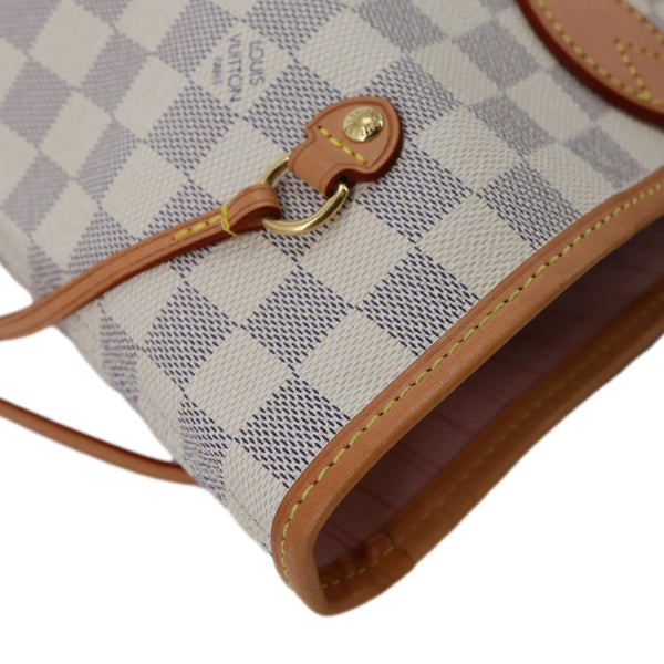 LOUIS VUITTON Neverfull MM Damier Azur Shoulder Bag Rose Ballerine
