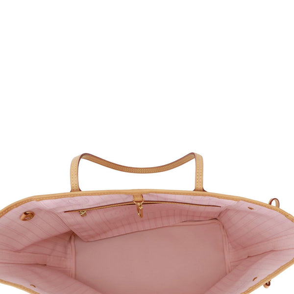 LOUIS VUITTON Neverfull MM Damier Azur Shoulder Bag Rose Ballerine