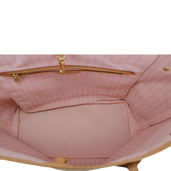 LOUIS VUITTON Neverfull MM Damier Azur Shoulder Bag Rose Ballerine