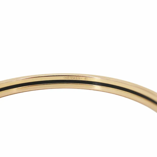 HERMES Enamel Printed Narrow Bangle Bracelet Gold