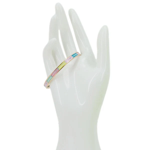 HERMES Enamel Printed Narrow Bangle Bracelet Gold
