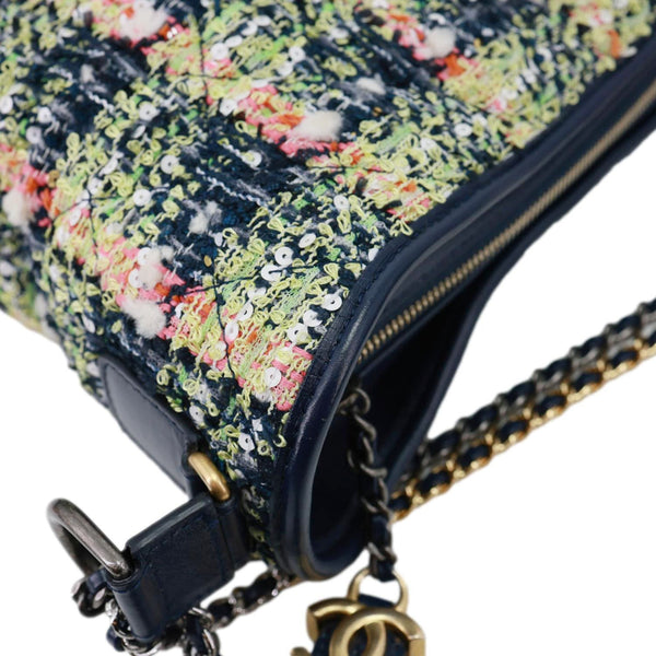 CHANEL Gabrielle Tweed Crossbody Bag Navy Blue