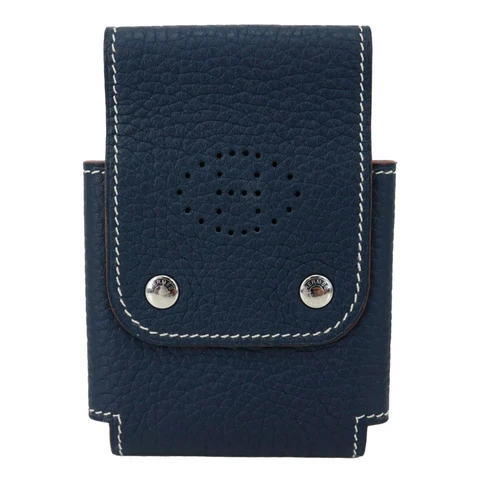 HERMES Leather Deck Of Cards  Case Navy Blue