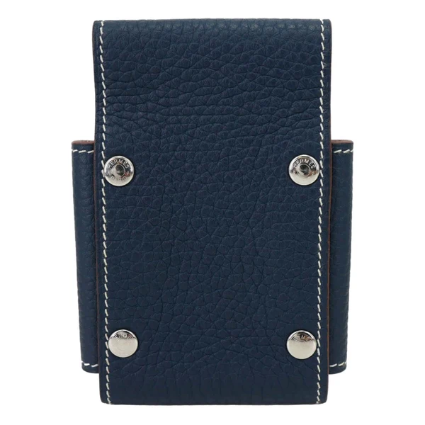 HERMES Leather Deck Of Cards & Case Navy Blue