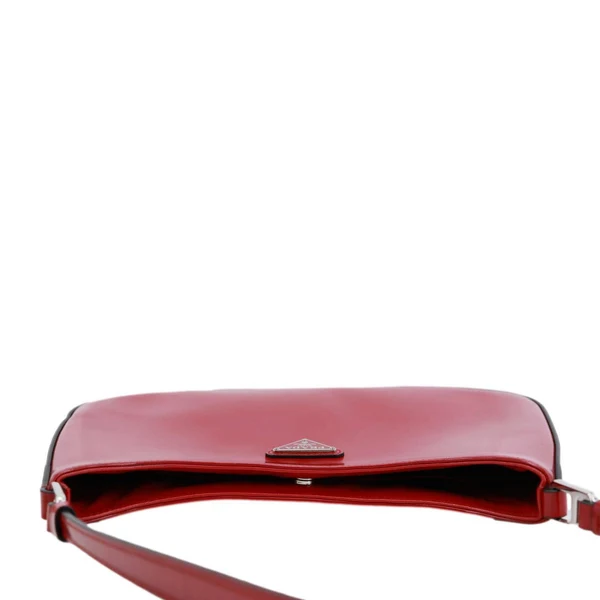 PRADA Cleo Brushed Leather Shoulder Bag Red