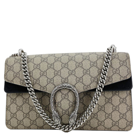 GUCCI Dionysus Small GG Supreme Canvas Shoulder Bag Beige 400249