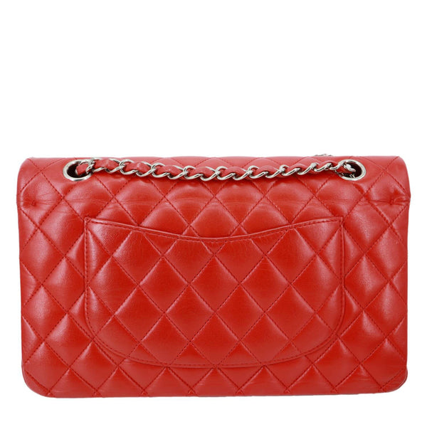 CHANEL Classic Double Flap Medium Quilted Lambskin Leather Shoulder Bag Red