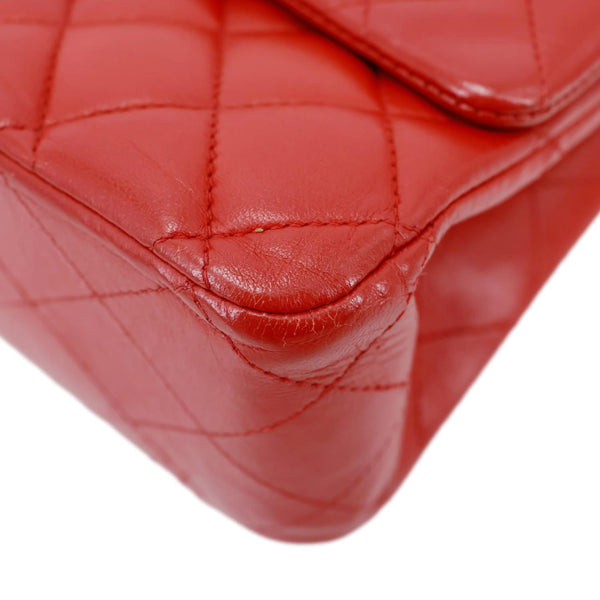 CHANEL Classic Double Flap Medium Quilted Lambskin Leather Shoulder Bag Red