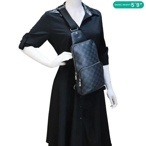 LOUIS VUITTON Avenue Sling Damier Graphite Backpack Bag Black