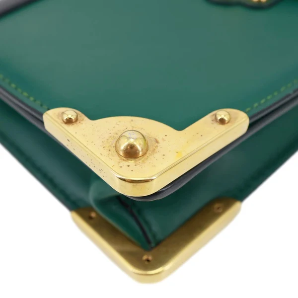 PRADA Cahier Calf Saffiano Leather Chain Clutch Emerald Green