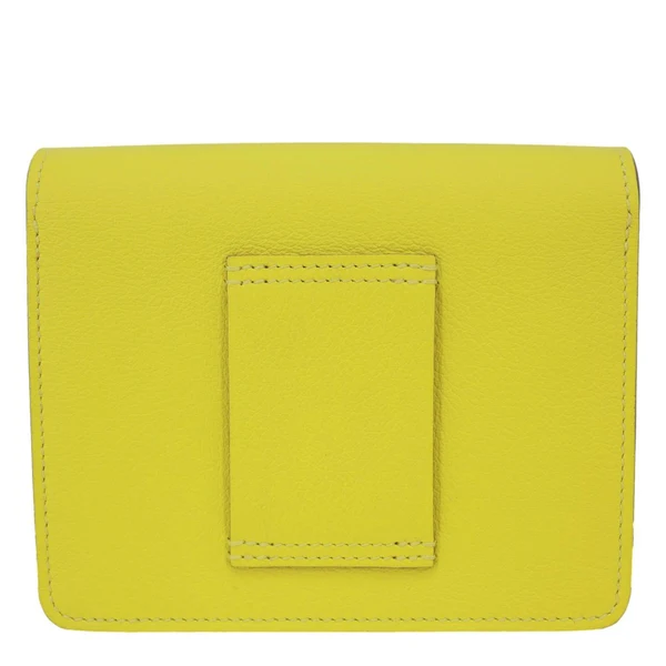 HERMES Roulis Slim Evercolor Mini Pebbled Calfskin Leather Wallet Lime Yellow