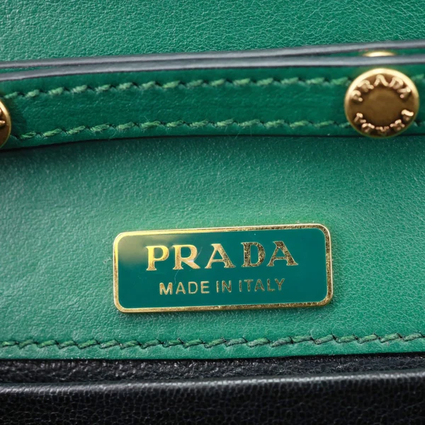 PRADA Cahier Calf Saffiano Leather Chain Clutch Emerald Green