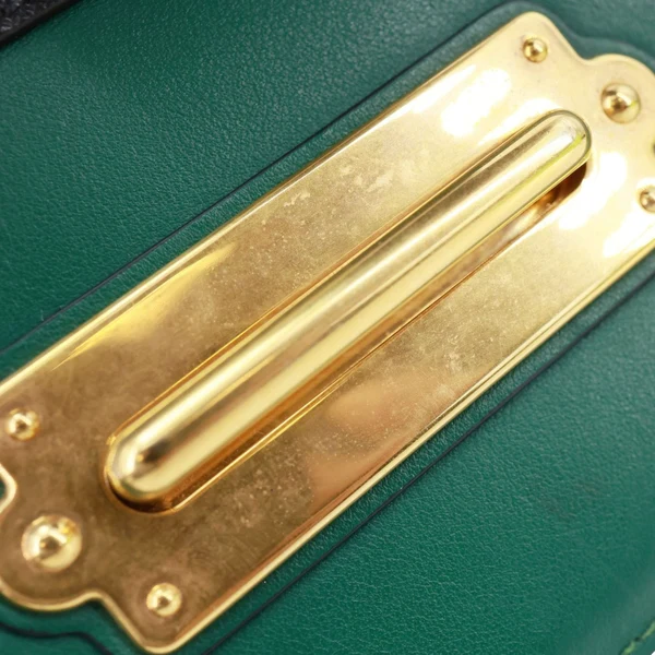 PRADA Cahier Calf Saffiano Leather Chain Clutch Emerald Green