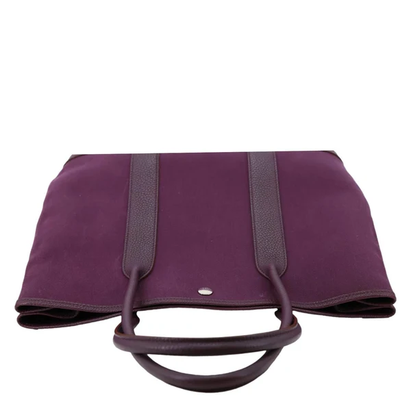 HERMES Garden Party 36 Canvas Negonda Leather Tote Bag Purple