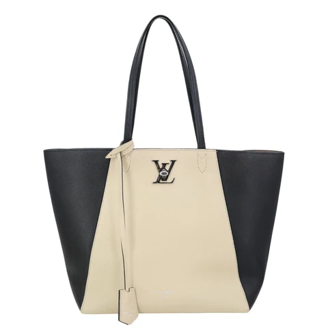 LOUIS VUITTON Lockme Cabas Leather Tote Bag Bicolor