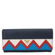 PRADA Saffiano Leather Continental Wallet Navy Blue
