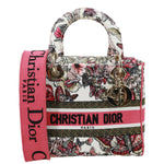 CHRISTIAN DIOR Lady D-Lite Medium Embroidered Butterfly Canvas Shoulder Bag Multicolor