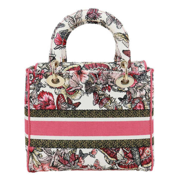 CHRISTIAN DIOR Lady D-Lite Medium Embroidered Butterfly Canvas Shoulder Bag Multicolor