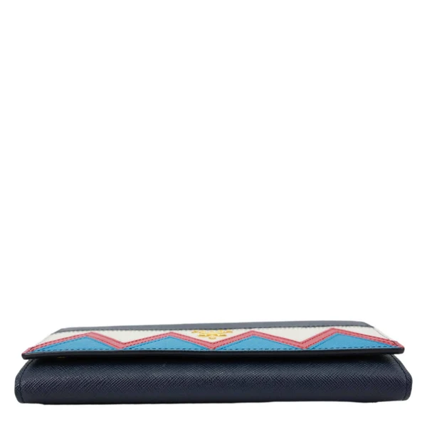 PRADA Saffiano Leather Continental Wallet Navy Blue