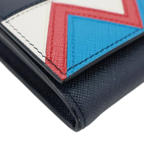 PRADA Saffiano Leather Continental Wallet Navy Blue